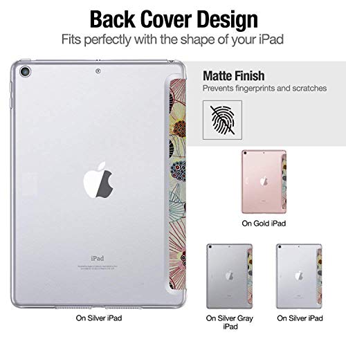 Image of DuraSafe Cases iPad PRO 12.9 2 Gen 2017 [ iPad 12.9 Inch 2nd ] A1670 A1671 MQDC2HN /A MQDD2HN /A MQDA2HN /A MP6H2HN /A Trifold Printed Hard Smart PC Transparent Back Cover - Yarn Flowers