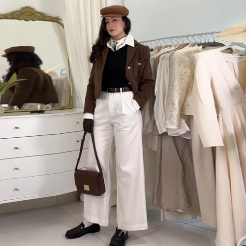 Women High Waisted Baggy Jeans Trendy White Straight Leg Full Length Boyfriends Jeans Y2K Denim Pants with Pockets, 273