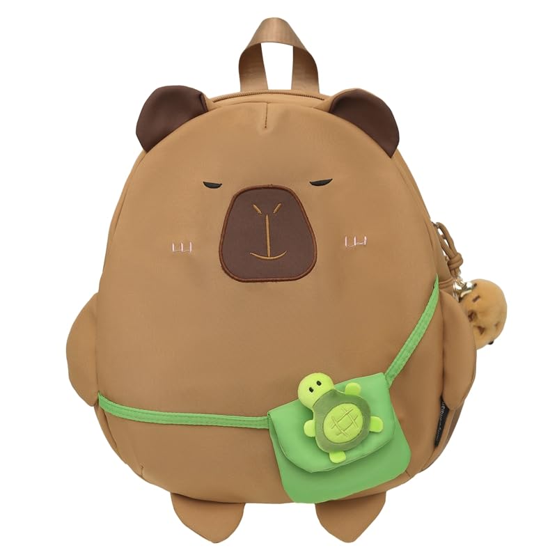 Cute Capybara Backpack Kawaii Backpack Fashion Knapsack (Light Brown)