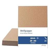 20 Wellpappe A4 | 4mm dick A4 Karton (29,7 x 21 cm) | karton zum basteln und Verpacken | Wellkarton 4mm | Cardboard corrugated