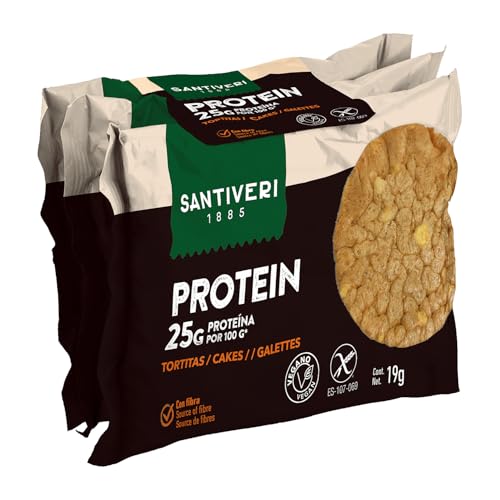 SANTIVERI - Tortitas Protein, Tortitas con 25% de Proteína, Lentejas, Maíz y Alto en Fibra, Sin Gluten ni Lactosa, Vegano - 57 g
