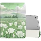 MoKo Case Fit 2018/2017 iPad 9.7 5th / 6th Generation - Slim Lightweight Smart Shell Stand Cover with Translucent Frosted Back Protector Fit Apple iPad 9.7 Inch 2018/2017, Lush Tulips