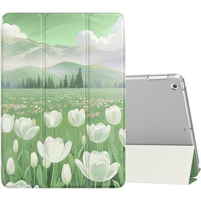 MoKo Case Fit 2018/2017 iPad 9.7 5th / 6th Generation - Slim Lightweight Smart Shell Stand Cover with Translucent Frosted Back Protector Fit Apple iPad 9.7 Inch 2018/2017, Lush Tulips