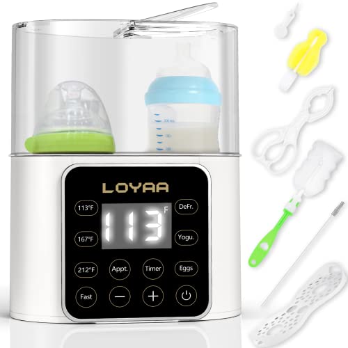 Baby Bottle Warmer 9-in-1, Bottle Warmer for Breast Milk or Formula Fast Milk Warmer with LCD Display Twins Baby Food Heater with Timer Temperature Control (Black)