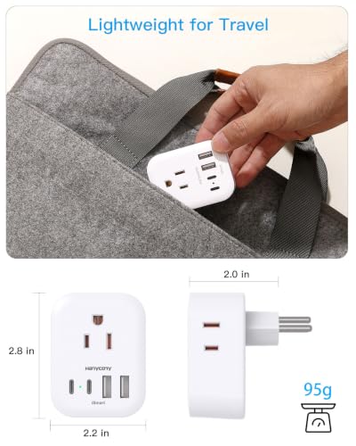 Image of Type N Plug Adapter Brazil, HANYCONY Braizl Power Adapter, 2 Pack