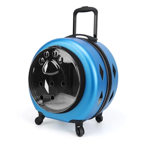 Pet Carrier on Wheels, Portable Travel Backpack for Cats, Transparent Large Capacity Trolley Case