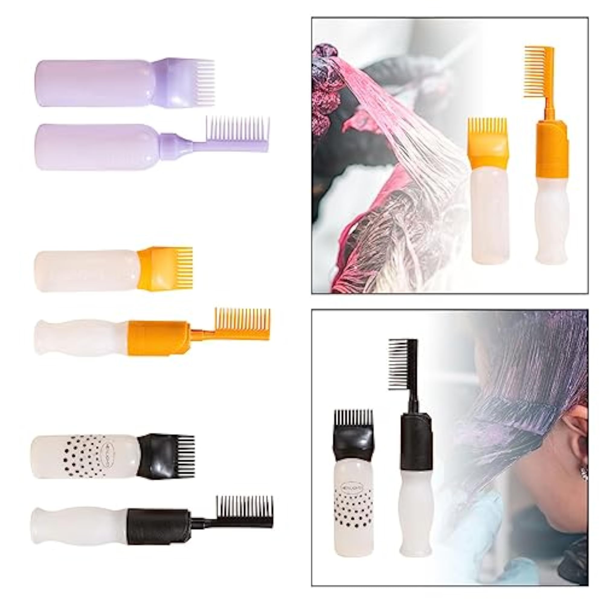 2x Root Comb Applicator Bottle Hair Dye Applicator Brush for Hair Care Purple