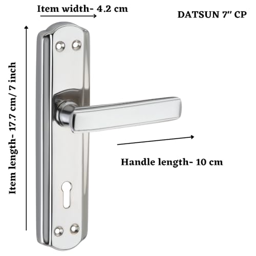 Image of SARDAR Datsun CP Iron Handle Set 7 Inch|2 Keys | 6 Lever Single Turn Lock Set| Handle Set for Door, Bathroom, Bedroom, Living Room| (Silver)