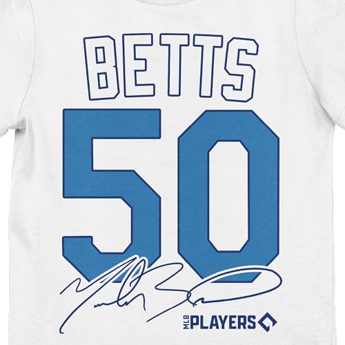 Mookie Betts Betts 50, Signature and Logo on White Short Sleeve Girls T-Shirt2