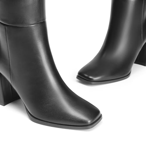 Image of DREAM PAIRS Women's Tall Over the Knee Boots Thigh High Fall Block Chunky Heeled Knee High Long Boots with Fashion Square Toe and Side Zipper