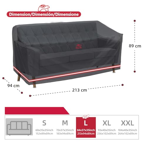 Housse de canapé jardin imperméable en textile noir haute densité