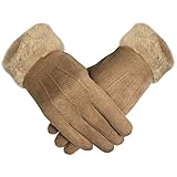 STYLISH: Gants en daim synthétique très doux et flatteurs pour femmes, finis avec un poignet moelleux en fausse fourrure, pour une option de gant tendance et féminine. DOUBLURE POLAIRE: Gardez au chaud en hiver avec ces gants confortables. Entièrement doublé en polaire pour garder vos mains au chaud même les jours les plus froids.