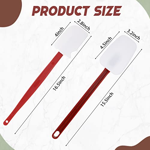 Lasnten Set Of 2 Silicone Spatula Heat Resistant Commercial 16 Inch Spatula Heavy Duty Rubber Scraper Spatula Long Silicone Scraper Spoon For Baking Cooking Mixing, Dishwasher Safe, Red Handle #TOP1