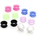 PiercingJ 12pcs Ultra Thin Silicone Double Flared Flexible Tunnel Ear Stretching Plug Gauge - 6 Pairs