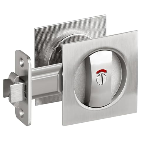 Pocket Door Lock 4Pocket Door Latch with Indicator Light, Silver Privacy Square Pocket, Barn Lock Hardware for Privacy Sliding Door Bifold Door miniatura 1