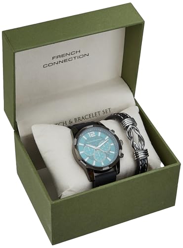 Image of French Connection Men Green Dial Analogue Watch & Bracelet - FCW06GR