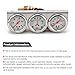 2'' 52mm Universal Chorme 12V DC Car Triple Gauge Kit Psi Oil Pressure Gauge Fahrenheit Water Temperature Temp Gauge Ammeter Gauge Set White Face Car Meter