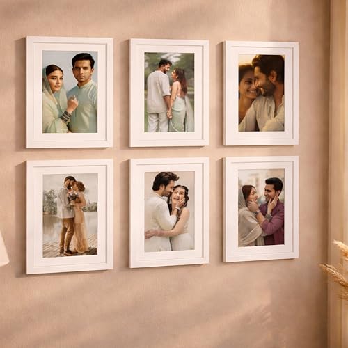 Image of Art Street Premium Photo Frame for living room, Classic Aesthetic Design Photo Frames for Photograph, Art Work, Kids Room Set of 6 (11x14 Inch, White)