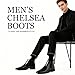 ENOEGMSD Fashion Chelsea Boots for Men's Leather Print Pointed Toe Slip-On Low Chunky Heel Retro Dress Business Chukka Ankle Oxford Boots for Formal Wedding Party Causal Work (Black,12.5)