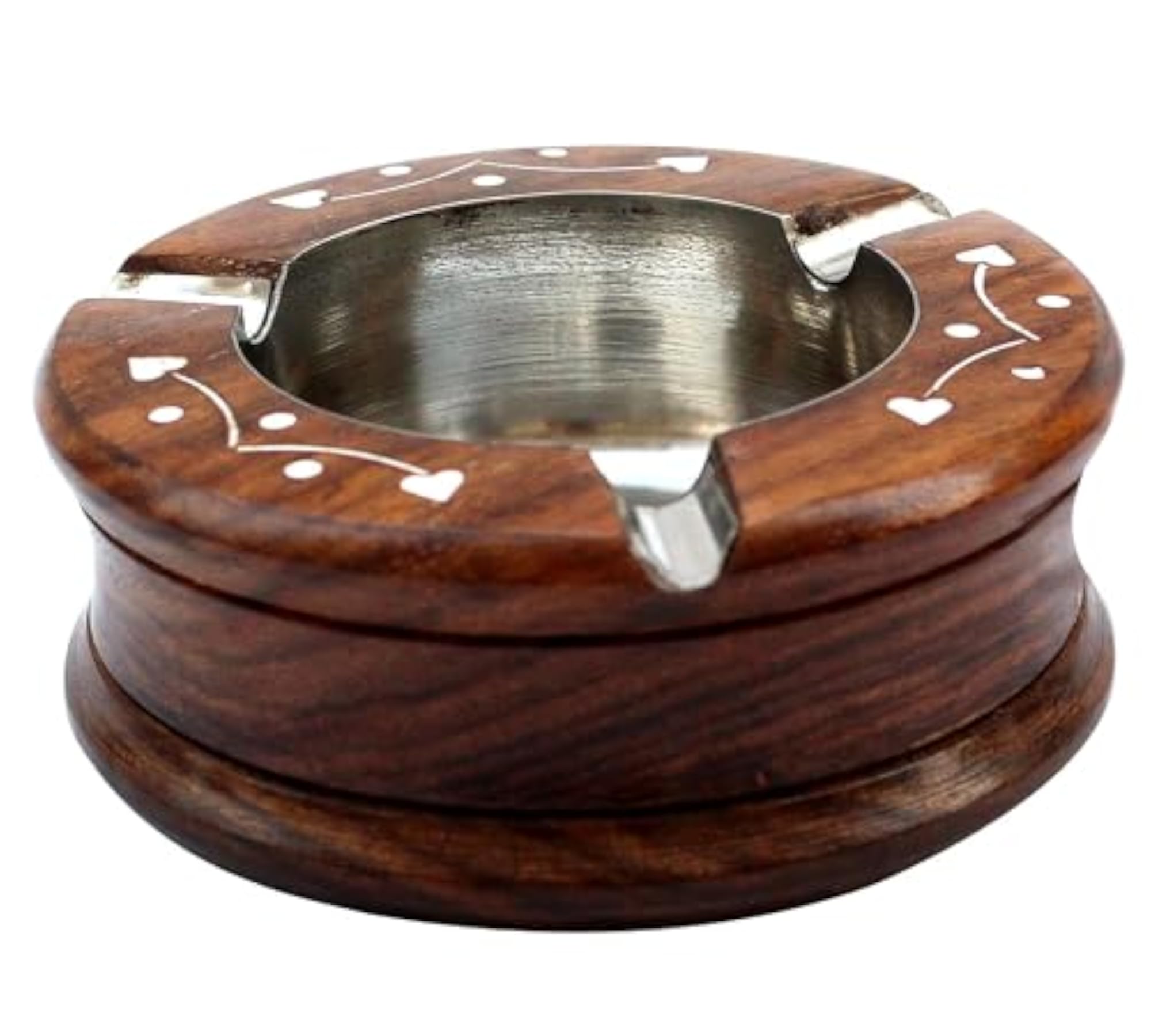 Brown Wooden Cigarette Ashtray, Compact Design