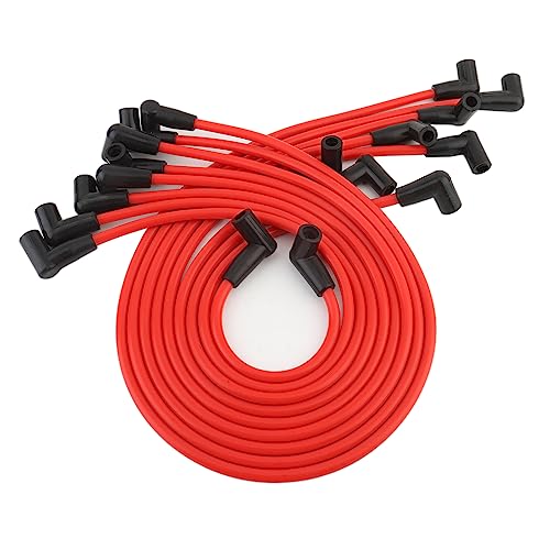 Spark Plugs Wires Sets Igniton Cables Red Silicone High Performance Leads Boot For Chevrolet Am General Hummer Isuzu 1988-1996 5.0L 5.7L V8 (9Pcs) #TOP2