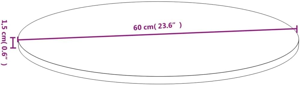vidaXL Natural Bamboo Table Top - Round, Brown, 23.6" Diameter Coffee/Side/Bar Table Top Replacement, Indoor Outdoor Use, Easy-Clean Varnish Finished, Unique Grain Design