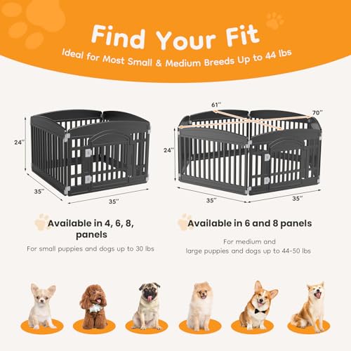 Image of NEWBULIG Dog Playpen 6-Panel, 24IN Puppy Playpen, Stable Dog Play Pen Indoors /Outdoor with Secure Locking Door, Plastic Pet Fence for Small & Medium Dogs