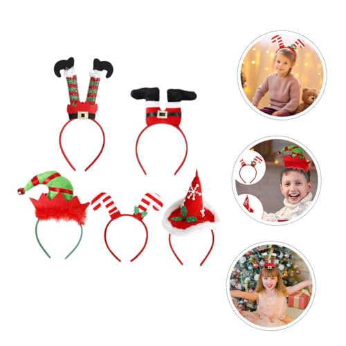 TOYANDONA 5 Peças Laços De Cabelo Enfeites De Natal Joias De Cabelo Tiaras De Natal Chapéu De Natal