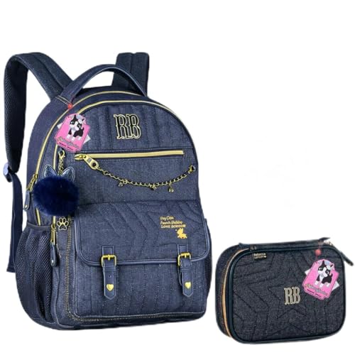 Kit Mochila Rebecca Bombom Jeans E Estojo Box RB 2026 Original Oficial Jens