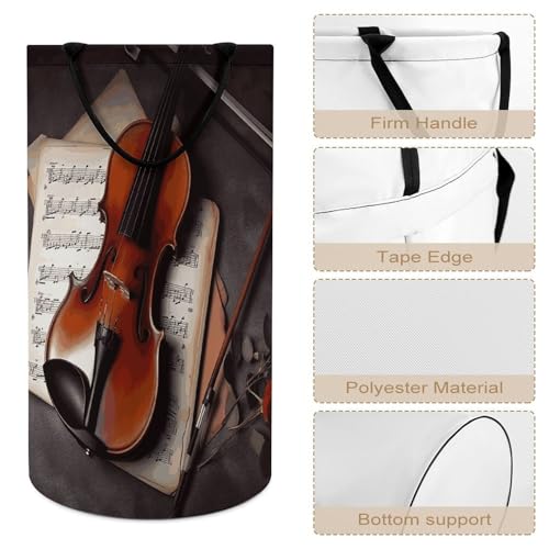 Panier à linge violon pliable grand volume avec revêtement imperméable - 5