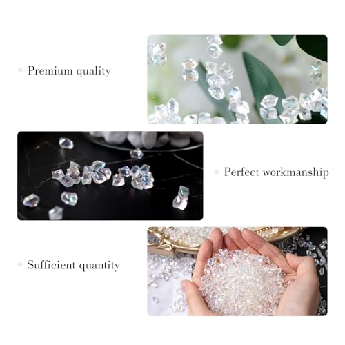 DomeStar 4200PCS Clear Fake Ice, Iridescent Acrylic Fake Diamonds, Vase Fillers, Crushed Ice Rocks Plastic Gems for Centerpiece Fish Tank Table Scatter Photography Props Display Decoration - Thumbnail 3