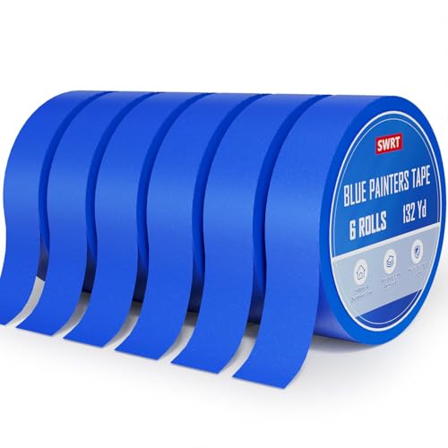 Image of SWRT Blue Painters Tape 1 Inch Wide, 6 Rolls, 22 Yards Each, Clean Removal