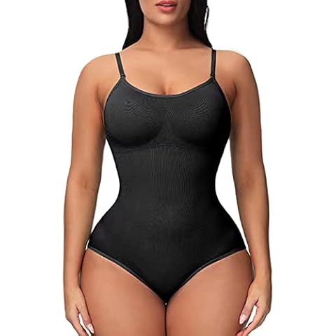 Aitop Shaping Bodysuit Women Sculpting Body Shaper Tummy Control Seamless Compression Waist Trainer Adjustable Shoulder Strap Corest V-Neck Leotard Shapewear Sleeveless Jumpsuit Tops Skims Bodysuit Cover