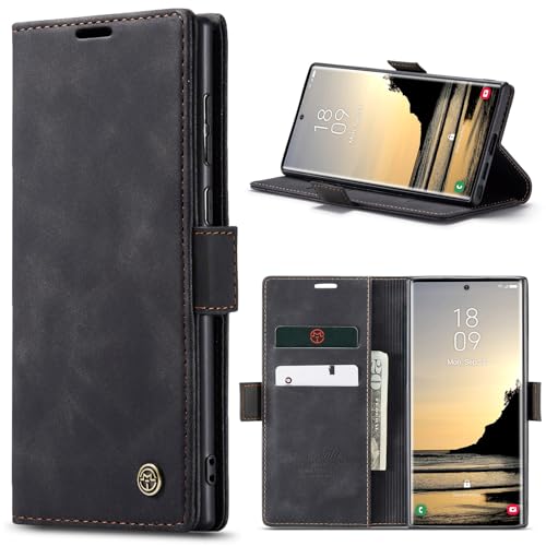Azororo Funda para Samsung Galaxy S25 Ultra 5G PU Cuero Premium, Tapa Libro Estuche Flip Case, Tarjetas/Billetera, Soporte Plegable y Cierre Magnético Carcasa para Samsung Galaxy S25 Ultra  Negro