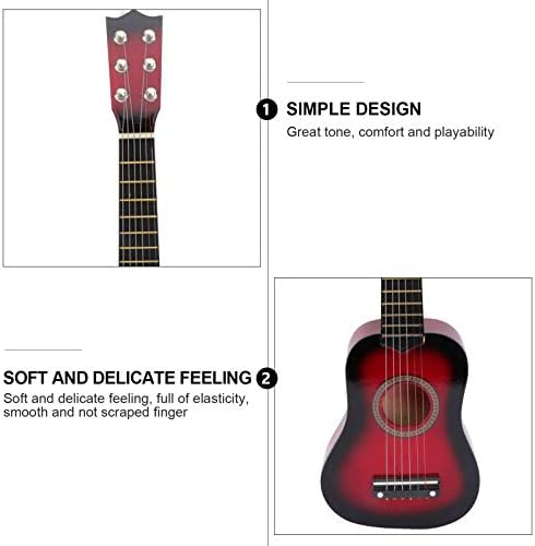 Zerodeko Wooden Kids Guitar Toy Children Mini Guitar Acoustic Guitar Small Size Portable Musical Instruments 6 Strings Toy Ukulele for Children, Gifts (Red) 5 41IGZ1FGsEL. AC