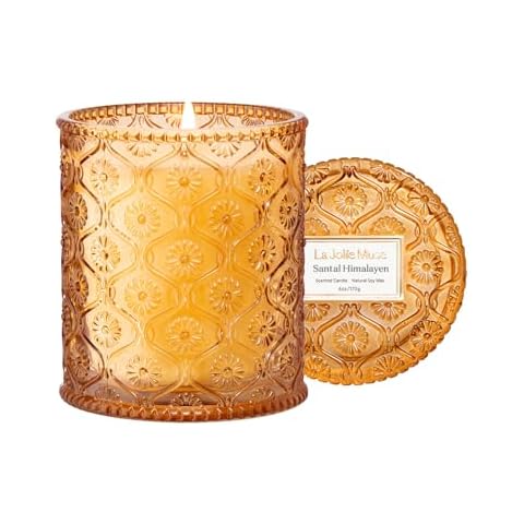 LA Jolie Muse Santal Himalayen Candle with Sandalwood Scent Cover