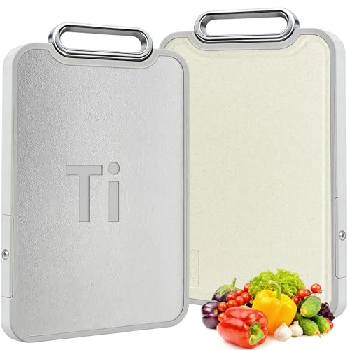 2-in-1 Titanium Cutting Board Pure Titanium Double-Sided Food-Grade Cutting Boards Pure Titanium + PP Durable and Easy to Clean for Meat Vegetables and Fruit