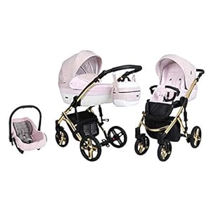 SaintBaby wandelwagen Lava Gold 2in1 3in1 Isofix babyzitje combi kinderwagen buggy Pink 01 3in1 met autostoeltje