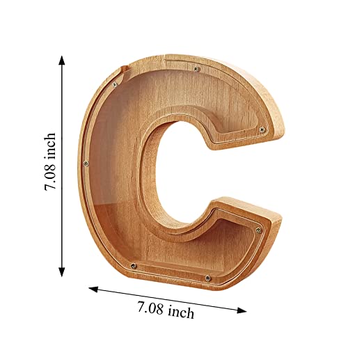 Wooden Letter Piggy Bank For Boys And Girls,Letter Coin Bank Money Box, Piggy Bank Diy Money Saving Bank With 26 Letters Sticker (C) #TOP1