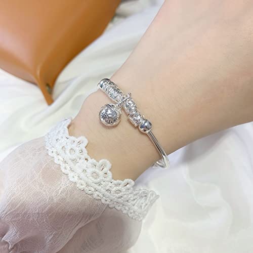 Sterling Silver Bracelets For Women 925 Sterling Silver Beads Bangle Bracelet Transfer Lucky Cuff Bracelet Adjustable Fashion Women Jewelry4