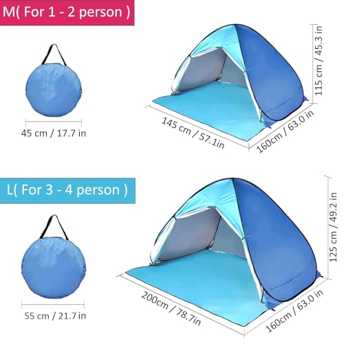 Carpa portátil automática para playa UPF 50+ para 3-4 personas miniatura 3
