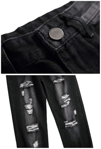 LZLER Mens Ripped Jeans Distressed Destroyed Slim Fit Straight Jeans for Men Fashion Comfort Denim Pants with Holes4