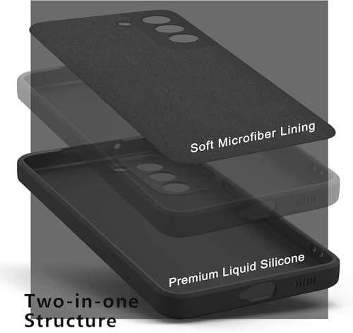 Image of DIZORO Liquid Silicone Case with Microfiber Coushioning Compatible for Samsung Galaxy S21 Plus Shockproof Slim Back Cover, Gel Rubber Full Body Protection - Black