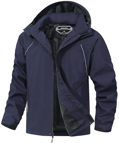 Image of Outdoor Men's Waterproof Raincoat Windbreaker Lightweight Rain Jacket with Detachable Hood