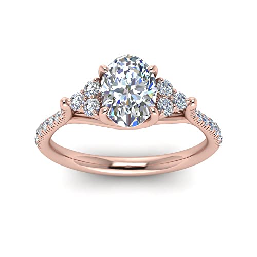 Bague en diamant ovale style cathédrale plaqué or rose d'une élégance rare