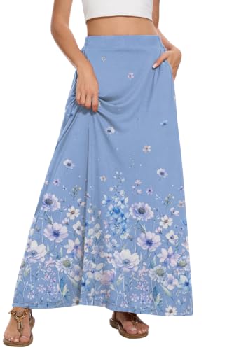 Image of Womens Maxi Skirt Long Flowy Summer A-Line High Waist Skirts