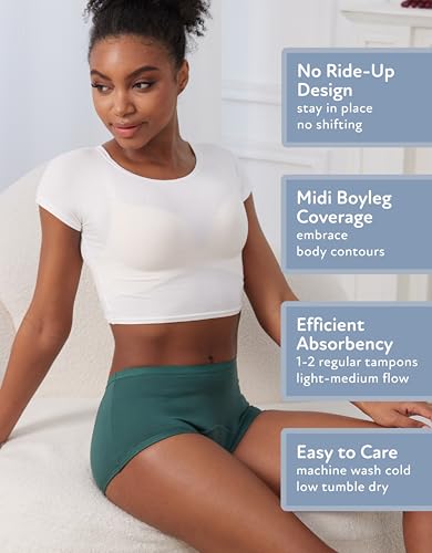 Image of Goat Union Organic Cotton Boyleg Period Underwear for Women & Teens - Moderate Absorbency Period Panty