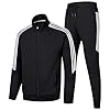 Clufar Trainingsanzug Herren Fussball Jogginganzug Herren mit Reißverschluss Schwarz Tracksuit Teenager Polyester Sportswear Atmungsaktiv Männer Sportanzug Freizeitanzug Fitness Gym,M Black