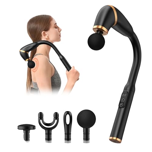 Image of Portable Fascial Gun Body Massager With Handle 4 Professional leval massage heads, Pack Of 1, Black
