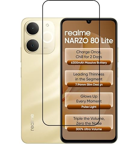 Image of Tempered Glass Screen Protector Compatible For Realme Narzo 80 Lite 5G with Easy Self Installation Kit